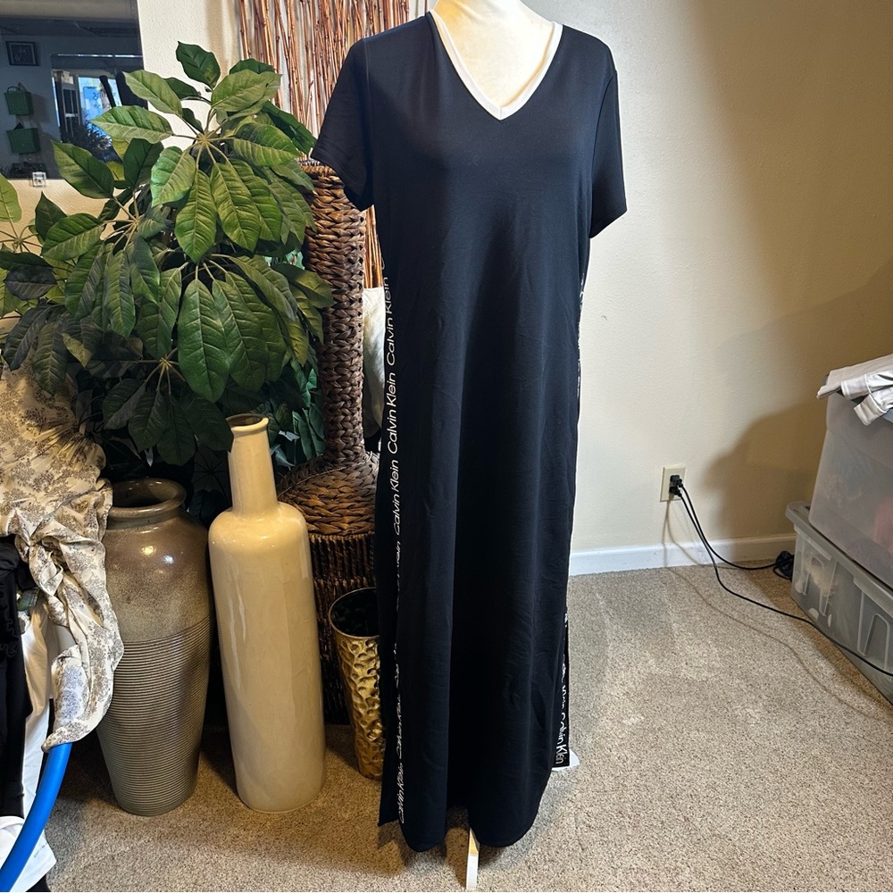 Calvin Klein Black V-Neck Maxi Dress